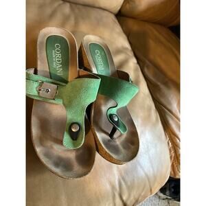 Gordani Green Suede Cork Wedges Italy 39 8